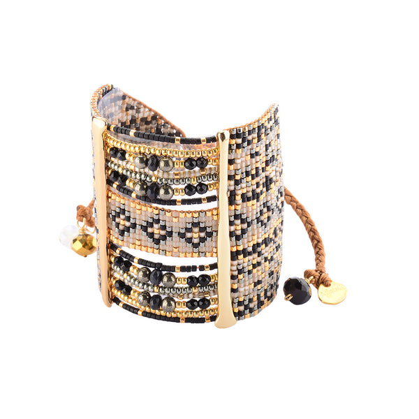 Brazalete Stony River Negro y Dorado