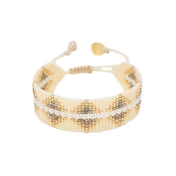 Brazalete Metzi Beige y Dorado