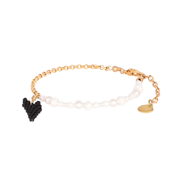 Brazalete Pearly Heartsy Negro