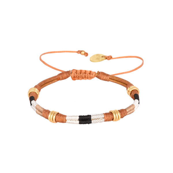 Brazalete Afrique Negro/Blanco en cuero