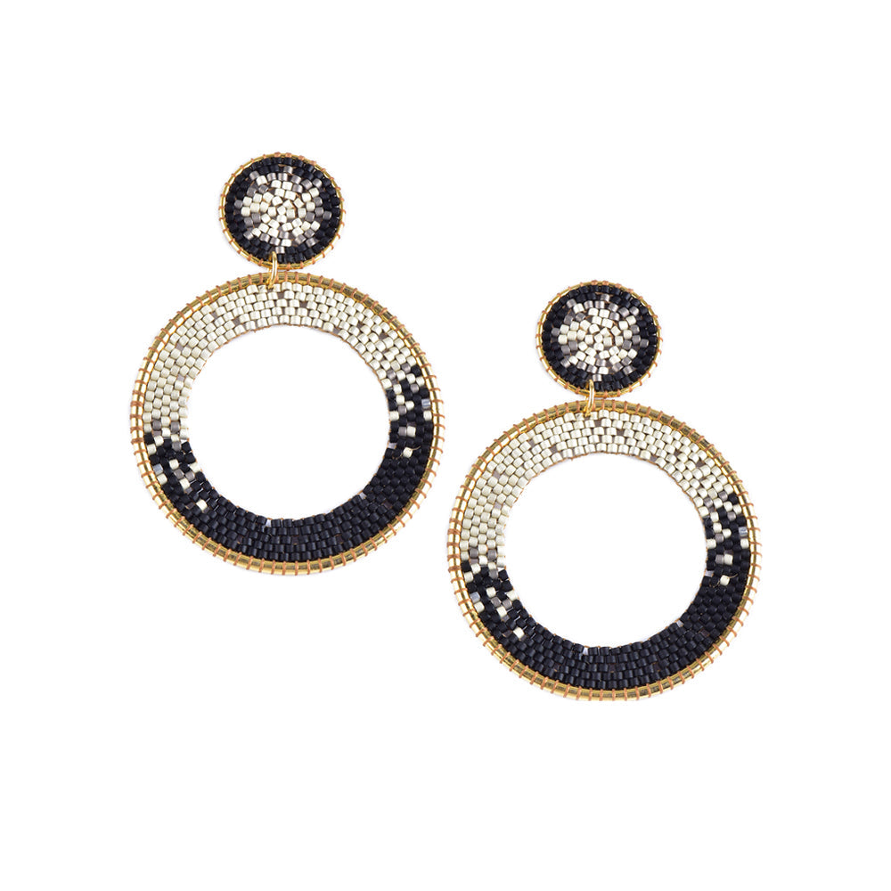 Aretes pequeños Ellipse Blanco y negro