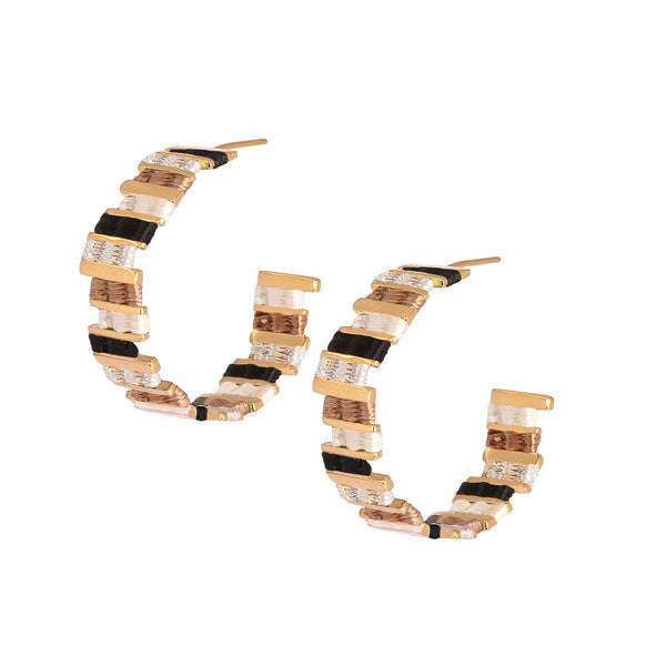 Aretes Medium Tunez Blanco/Negro