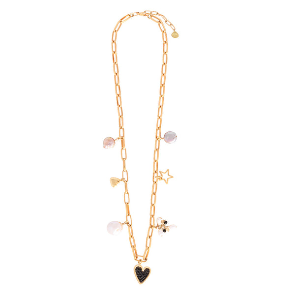 Collar Charmy Dorado/Blanco/Negro