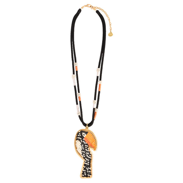 Collar Tucan Negro/Naranja